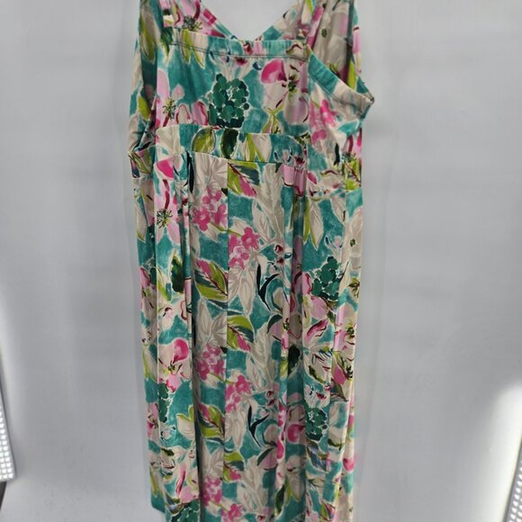Torrid Teal Tea Length Midi Chiffon Pleated Shark Bite Floral Dress Size 3/3x - Picture 6 of 12